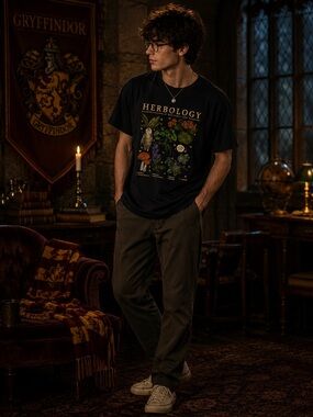 Harry Potter Herbology Graphic Tee Black Hogwarts Wizardry Shirt Large